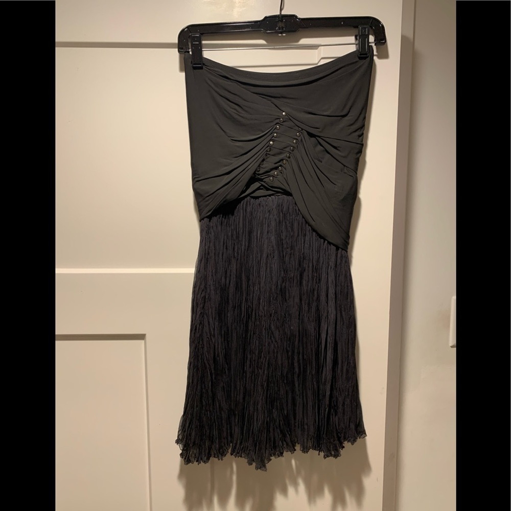 Black strapless Donna Karan mini dress